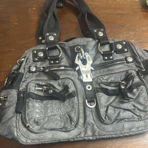 🖤 George Gina & Lucy silver shiny Nylon Satchel